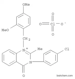 Molecular Structure of 139755-24-1 (3-(4-chlorophenyl)-1-(2,4-dimethoxybenzyl)-2-methyl-4-oxo-3,4-dihydroquinazolin-1-ium perchlorate)